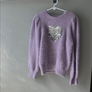 Lavender Sweater with Silver Heart